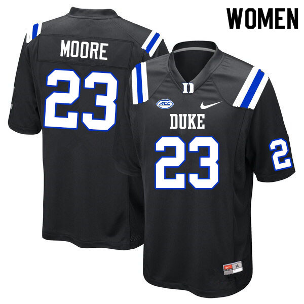 Women #23 Terry Moore Duke Blue Devils College Football Jerseys Sale-Black - Click Image to Close